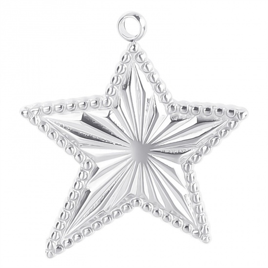 Picture of 304 Stainless Steel Charms Silver Tone Pentagram Star 20mm x 18mm, 1 Piece