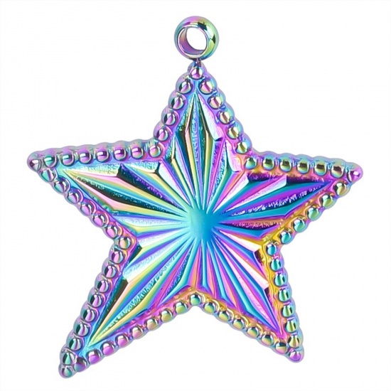 Picture of 304 Stainless Steel Charms Rainbow Color Plated Pentagram Star 20mm x 18mm, 1 Piece