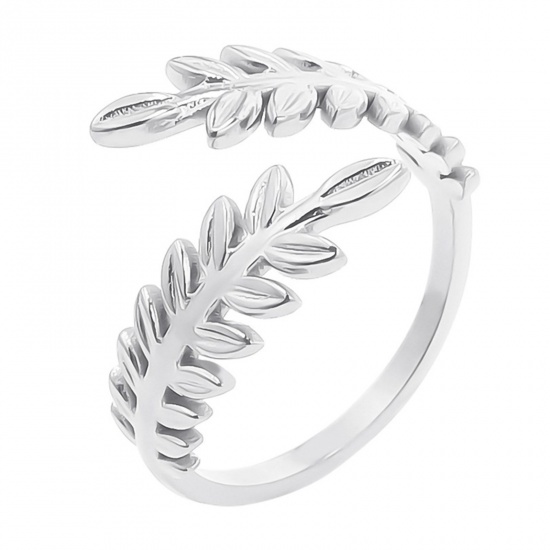 Immagine di 304 Acciaio Inossidabile Elegante Aperto Regolabile Anello Tono Argento Spiga di Grano 17mm (taglia di US: 6.5), 1 Pz