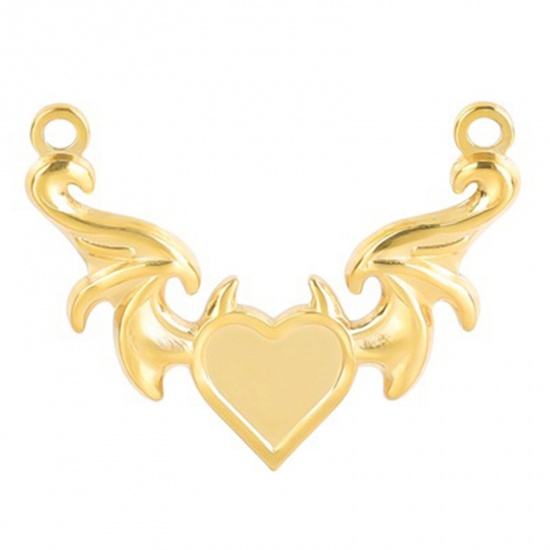 Picture of 304 Stainless Steel Charms Gold Plated Wing Heart 23mm x 30mm, 1 Piece