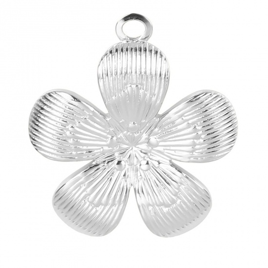 Picture of 304 Stainless Steel Charms Silver Tone Flower 27mm x 25mm, 1 Piece