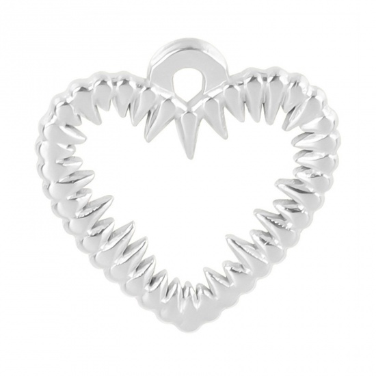 Picture of 304 Stainless Steel Charms Silver Tone Heart 15mm x 16mm, 1 Piece