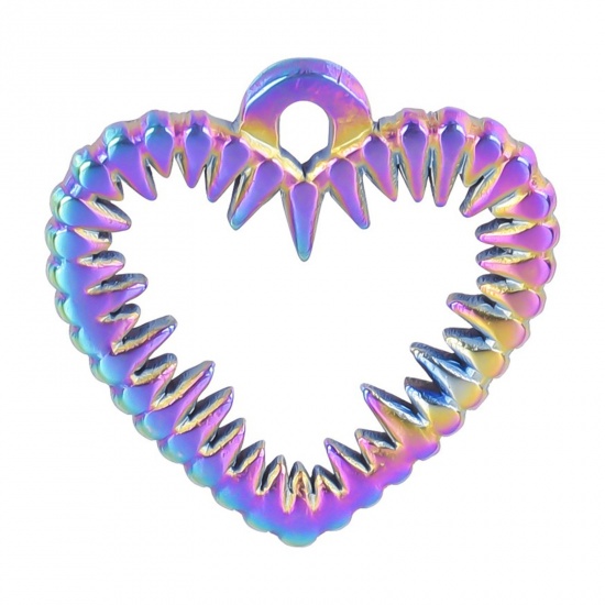 Picture of 304 Stainless Steel Charms Rainbow Color Plated Heart 15mm x 16mm, 1 Piece