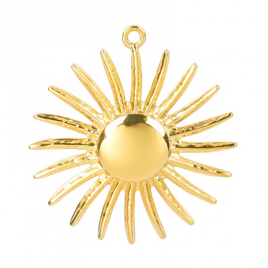 Picture of 304 Stainless Steel Charms Gold Plated Sun 28mm x 26mm, 1 Piece