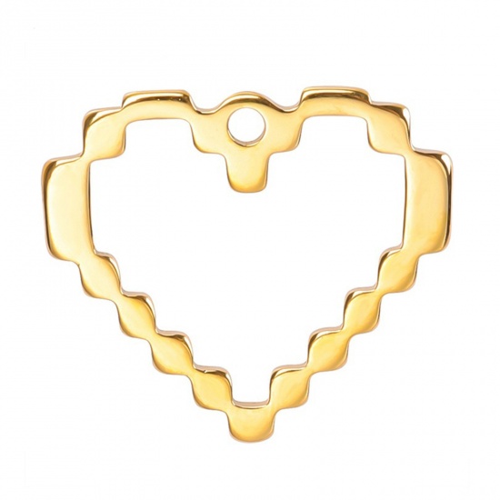 Picture of 304 Stainless Steel Charms Gold Plated Heart Texture 22mm x 25mm, 1 Piece
