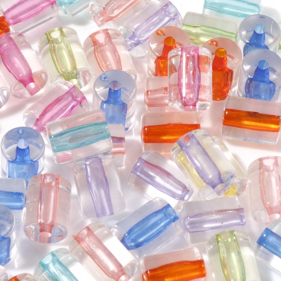Picture of Acrylic Beads At Random Color Mixed Color-centered Cylinder About 10.5mm x 8mm, Hole: Approx 1.8mm, 200 PCs