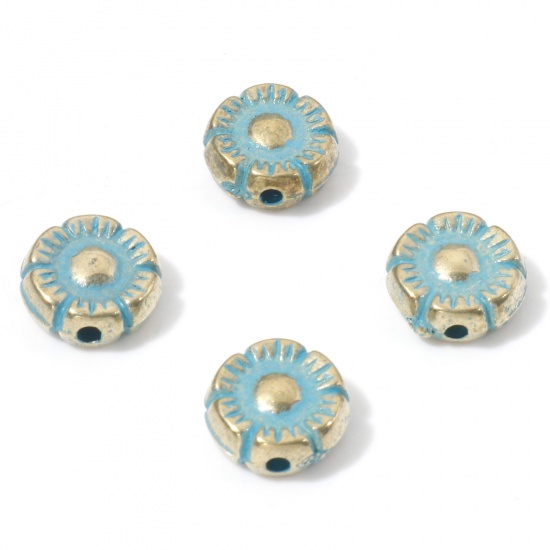 Picture of ABS Patina Beads Flower Double Sided 10mm, Hole: Approx 1.5mm, 50 PCs
