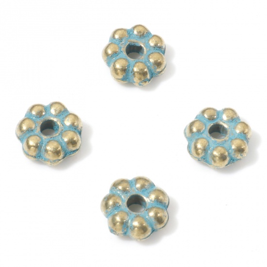 Picture of ABS Patina Beads Flower 6mm, Hole: Approx 1.5mm, 50 PCs