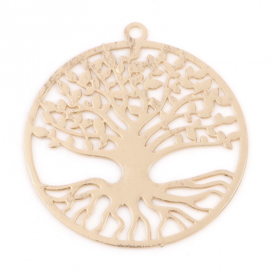 Picture of Iron Based Alloy Flora Collection Charms KC Gold Plated Tree Of Life 27mm x 25mm, 20 PCs