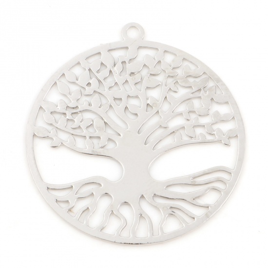 Picture of Iron Based Alloy Flora Collection Charms Silver Tone Tree Of Life 27mm x 25mm, 20 PCs