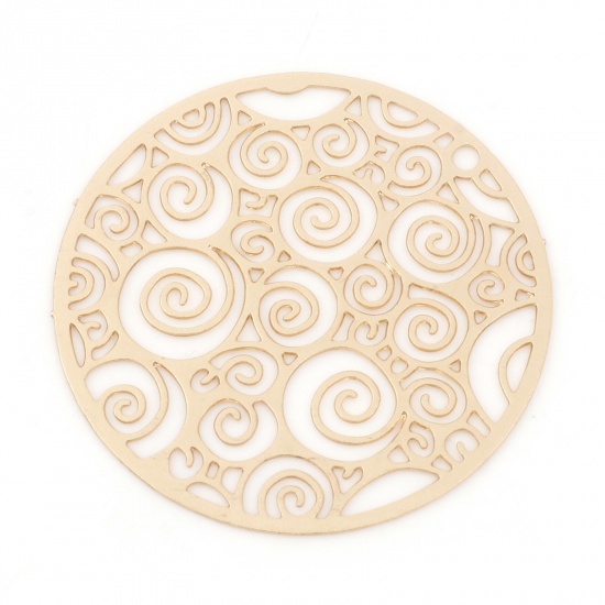 Picture of Iron Based Alloy Charms KC Gold Plated Round Spiral 25mm Dia., 20 PCs