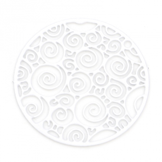 Picture of Iron Based Alloy Charms White Round Spiral Painted 25mm Dia., 20 PCs