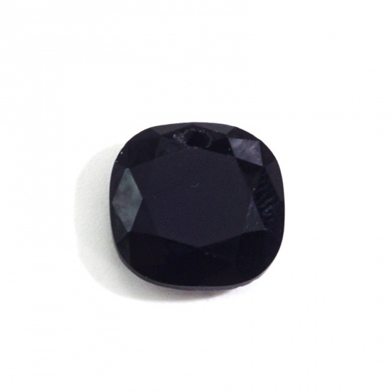 Picture of Black Onyx Agate ( Natural Dyed ) Charms Black Square Faceted 11mm x 11mm, 1 Piece