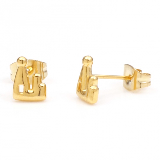 Bild von 1 Paar Vakuumbeschichtung 304 Edelstahl Märchen Kollektion Ohrring Ohrstecker Vergoldet Kastell 7.5mm x 6mm, Drahtstärke: (21 gauge)