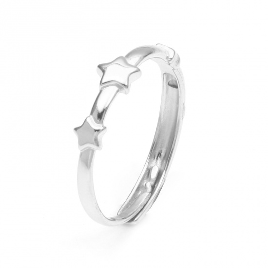 Immagine di 304 Acciaio Inossidabile Galassia Aperto Anello Tono Argento Stella 18.5mm (taglia di US: 8.5), 1 Pz