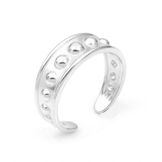 Picture of 304 Stainless Steel Stylish Open Rings Silver Tone Dot 18.5mm(US size 8.5), 1 Piece
