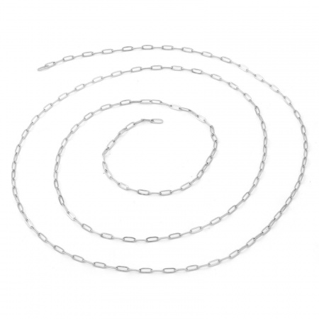 Immagine di 1 M 304 Acciaio Inossidabile Catena a Cavo Per Risultati di Creazione di Gioielli Fai-da-te Fatti a Mano Ovale Tono Argento 6.5x2.5mm