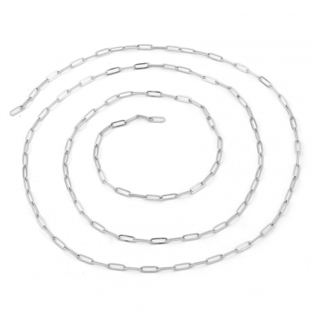 Immagine di 1 M 304 Acciaio Inossidabile Catena a Cavo Per Risultati di Creazione di Gioielli Fai-da-te Fatti a Mano Ovale Tono Argento 9x3mm