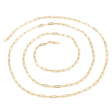 Immagine di 1 M Placcatura Sottovuoto 304 Acciaio Inossidabile Catena a Cavo Per Risultati di Creazione di Gioielli Fai-da-te Fatti a Mano Ovale Oro Placcato 9x3mm