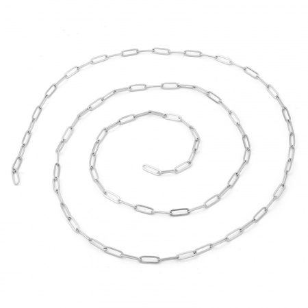 Immagine di 1 M 304 Acciaio Inossidabile Catena a Cavo Per Risultati di Creazione di Gioielli Fai-da-te Fatti a Mano Ovale Tono Argento 12.5x4mm