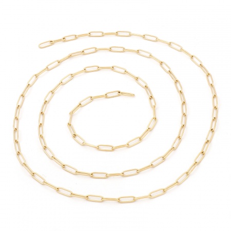 Immagine di 1 M Placcatura Sottovuoto 304 Acciaio Inossidabile Catena a Cavo Per Risultati di Creazione di Gioielli Fai-da-te Fatti a Mano Ovale Oro Placcato 12x4mm