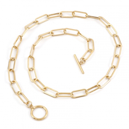 Bild von Großhandel Büroklammerkette Halskette, Vergoldet 304 Edelstahl, Unisex Vakuumbeschichtung Einfach Minimalistisch Geschenk Schmuck für Einzelhändler, 50cm lang, Kettengröße: 6.5mm, 1 Strang
