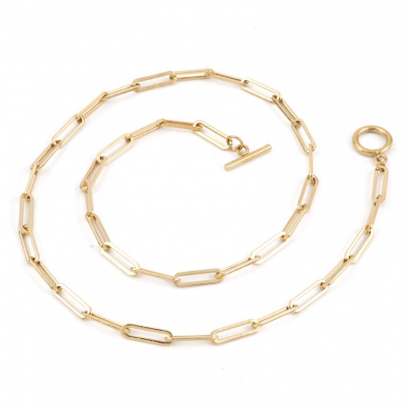 Immagine di Collana All'Ingrosso, Catena a Graffetta Oro Placcato 304 Acciaio Inossidabile, Unisex Placcatura Sottovuoto Semplice Minimalista Regalo Gioielli Per Rivenditore, 49.5cm Lunghezza, Dimensione della Catena: 4mm, 1 Pz