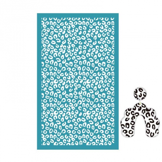Picture of Polyester Printed Template DIY Tools For Polymer Clay Earring Jewelry Making Green Blue Rectangle Leopard Print Reusable 15cm x 9.1cm, 1 Piece
