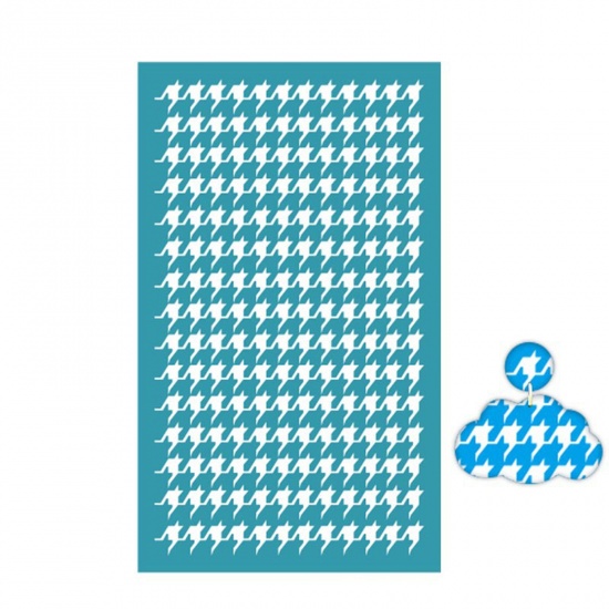 Image de Outils de Bricolage de Modèles Imprimés pour la Fabrication de Bijoux de Boucles d'Oreilles en Argile Polymère en Polyester Bleu-Vert Rectangle Eclair Réutilisable 15cm x 9.1cm, 1 Pièce