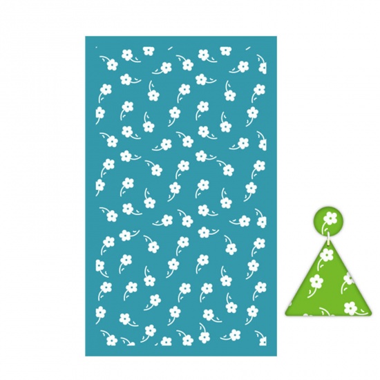 ポリエステル プリントテンプレート DIYツール ポリマー粘土イヤリングピアス ジュエリーアクセサリーを作る 手作り ハンドメイド 緑青 長方形 花 再利用できる 15cmx 9.1cm、 1 個 の画像