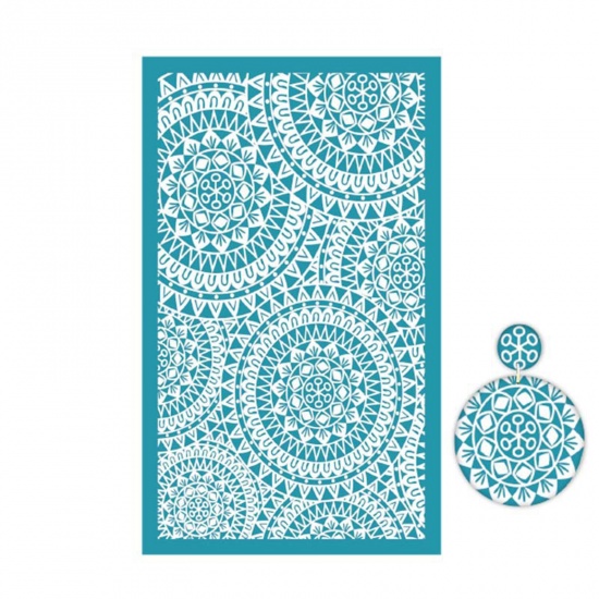 Image de Outils de Bricolage de Modèles Imprimés pour la Fabrication de Bijoux de Boucles d'Oreilles en Argile Polymère en Polyester Bleu-Vert Rectangle Texture Réutilisable 15cm x 9.1cm, 1 Pièce