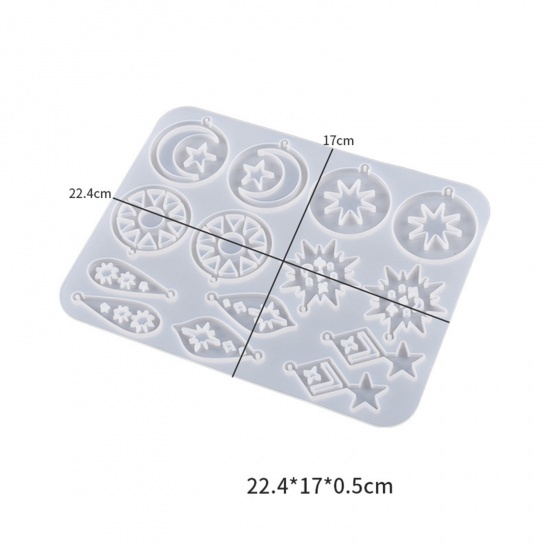 Picture of Silicone Resin Mold For Keychain Necklace Earring Pendant Jewelry DIY Making Rectangle Butterfly White 22.4cm x 17cm, 1 Piece