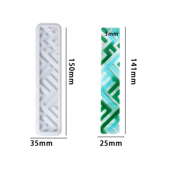 Picture of Silicone Resin Mold For Jewelry Making Bookmark Maze White 15cm x 3.5cm, 1 Piece