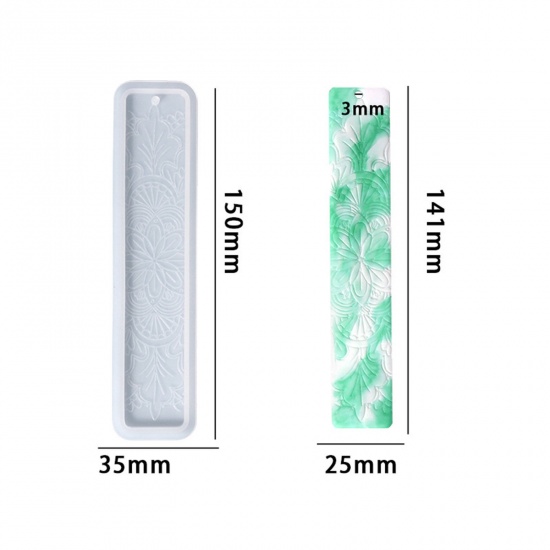 Picture of Silicone Resin Mold For Jewelry Making Bookmark Texture White 15cm x 3.5cm, 1 Piece
