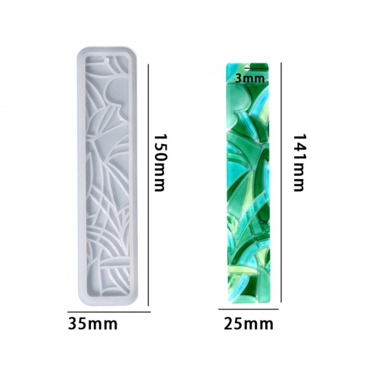 Picture of Silicone Resin Mold For Jewelry Making Bookmark Texture White 15cm x 3.5cm, 1 Piece