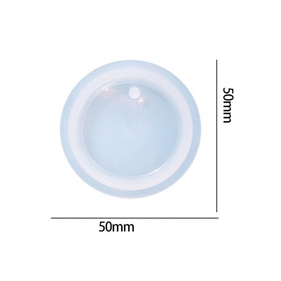 Picture of Silicone Resin Mold For Keychain Necklace Earring Pendant Jewelry DIY Making Round White 5cm x 5cm, 1 Piece