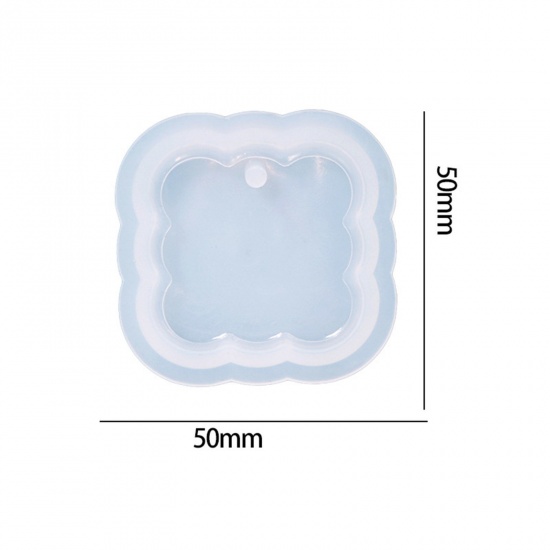 Picture of Silicone Resin Mold For Keychain Necklace Earring Pendant Jewelry DIY Making Square White 5cm x 5cm, 1 Piece