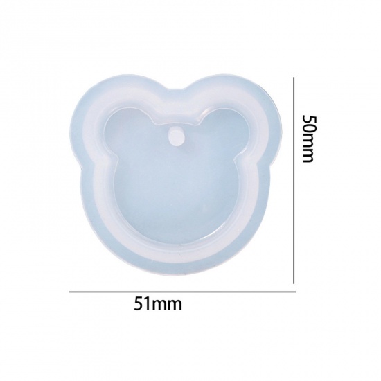 Picture of Silicone Resin Mold For Keychain Necklace Earring Pendant Jewelry DIY Making Bear Animal White 5.1cm x 5cm, 1 Piece