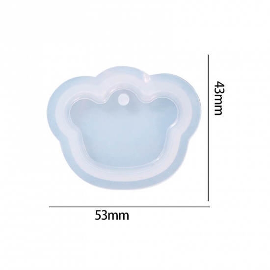 Picture of Silicone Resin Mold For Keychain Necklace Earring Pendant Jewelry DIY Making Crown White 5.3cm x 4.3cm, 1 Piece