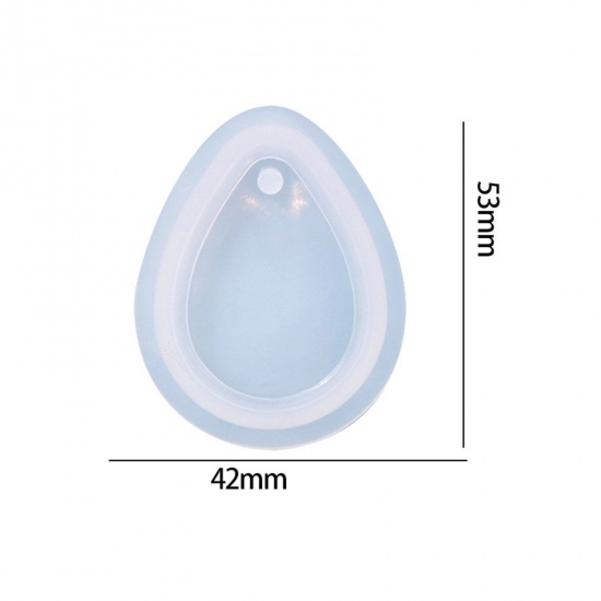 Picture of Silicone Resin Mold For Keychain Necklace Earring Pendant Jewelry DIY Making Drop White 5.3cm x 4.2cm, 1 Piece