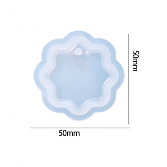 Picture of Silicone Resin Mold For Keychain Necklace Earring Pendant Jewelry DIY Making Eight Pointed Star White 5cm x 5cm, 1 Piece