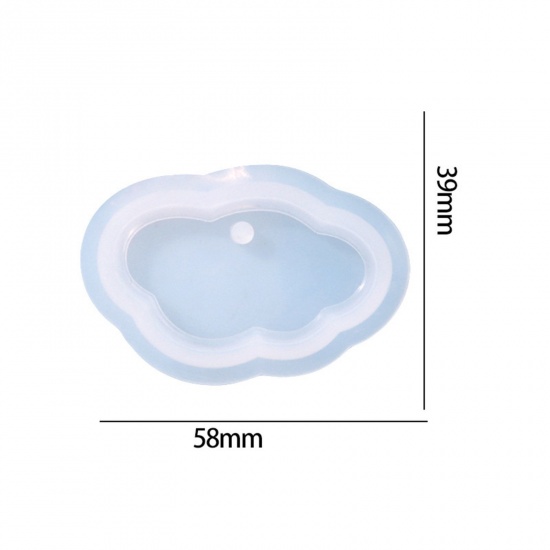 Picture of Silicone Resin Mold For Keychain Necklace Earring Pendant Jewelry DIY Making Cloud White 5.8cm x 3.9cm, 1 Piece