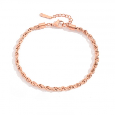 Bild von Großhandel 304 Edelstahl Zopfkette Kette Fußketten, Rosegold Frauen Einfach Stilvoll Geschenk Schmuckbedarf, 20cm lang, 1 Strang