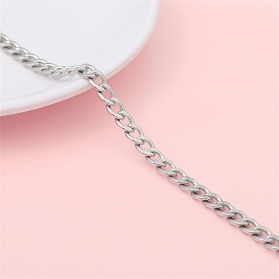Picture of 304 Stainless Steel Curb Link Chain Silver Tone 6.2mm, 1 M