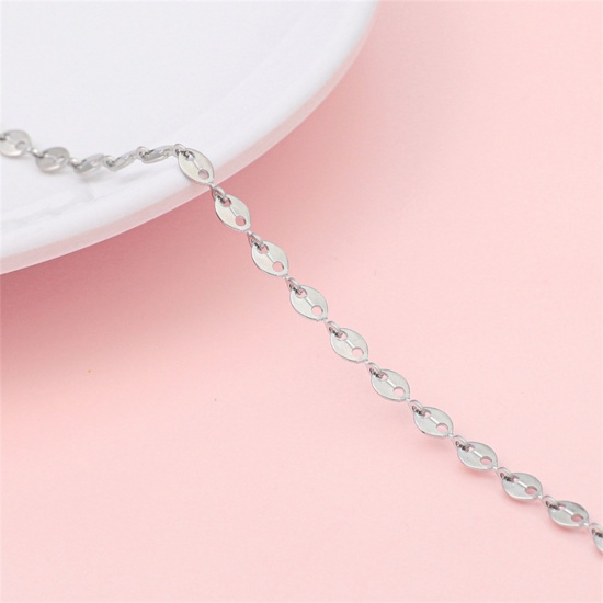 Picture of 304 Stainless Steel Link Chain Pig Nose Silver Tone 3.8mm, 1 M