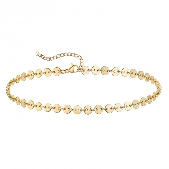 Picture of 304 Stainless Steel Stylish Link Chain Anklet Gold Plated 25cm(9 7/8") long, 1 Piece