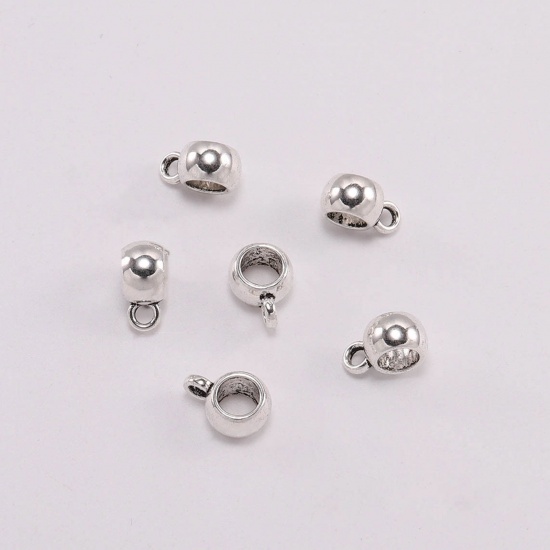 Picture of Zinc Based Alloy Bail Beads Antique Silver Color Carved Pattern 20 PCs