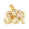 Immagine di 1 Pz Ottone Ciondoli Pendenti Elefante Vero Oro Placcato Micro Spianare Trasparente Cubic Zirconiae 22mm x 19.5mm