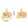 Immagine di 1 Pz Ottone Ciondoli Pendenti Elefante Vero Oro Placcato Micro Spianare Trasparente Cubic Zirconiae 22mm x 19.5mm