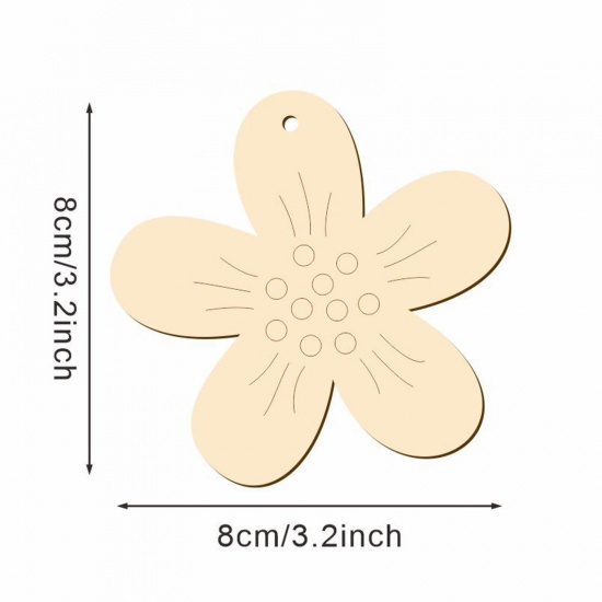Picture of Wood Easter Day DIY Party Home Hanging Decoration Natural Flower 8cm x 8cm, 1 Packet ( 10 PCs/Packet)